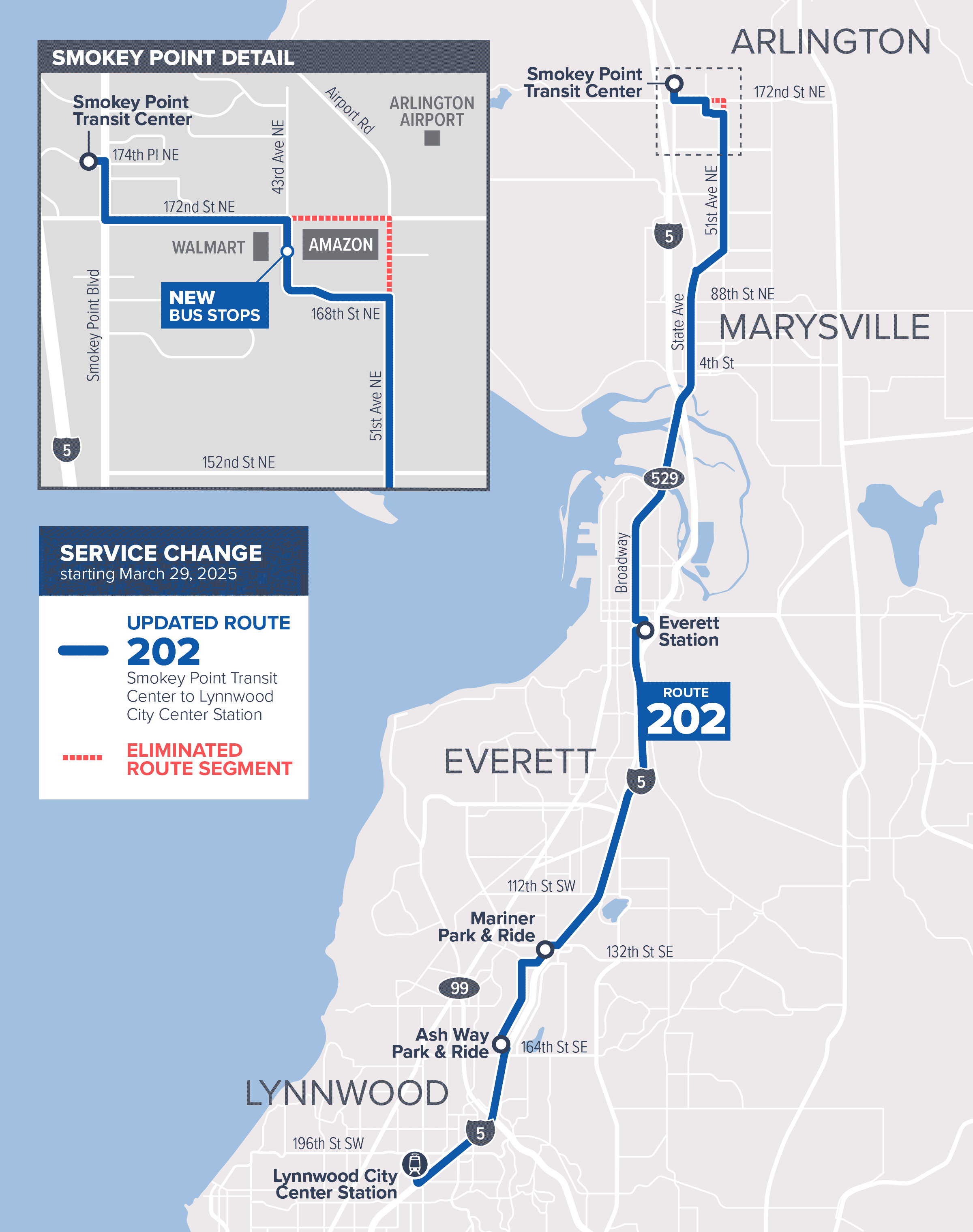 A map of the changes happening to Route 202 on March 29.