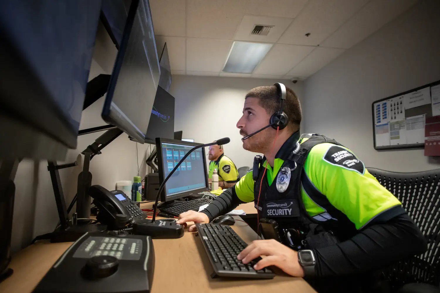 a security officer on-duty at the CT Security Operations Center