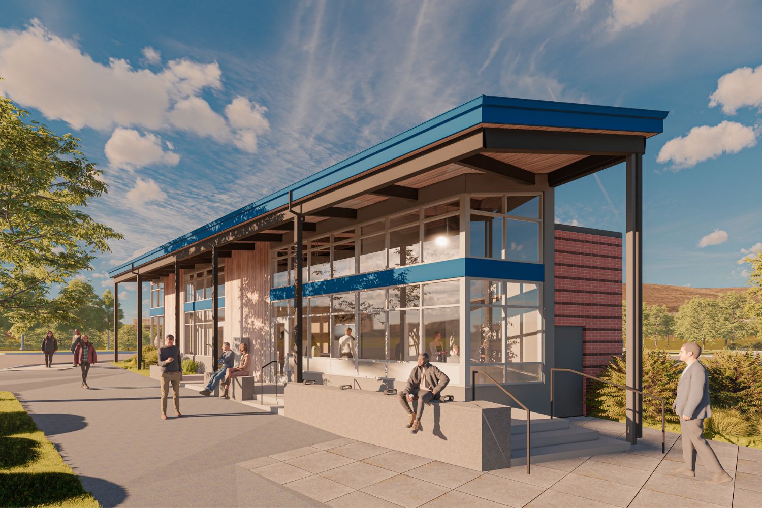 A rendering of the exterior of the Community Transit Ride Store.