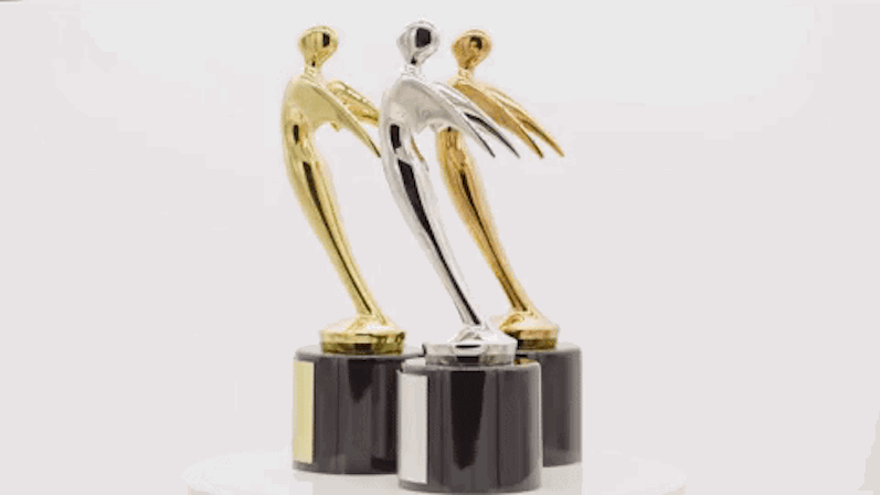 A gift of three spinning Telly Awards