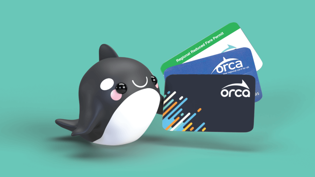 ORCA Card mascot Boop poses with ORCA Cards