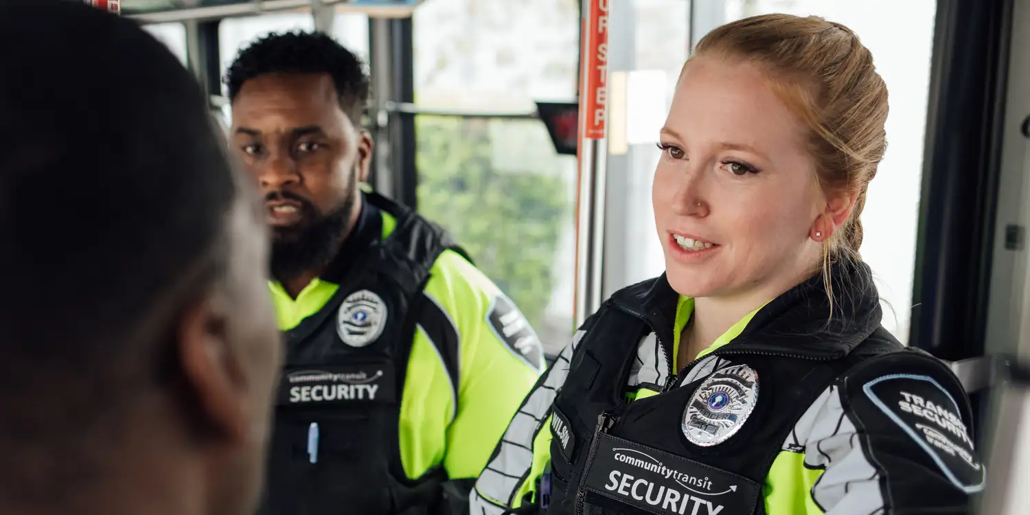 Transit Security Officers help people taking transit.