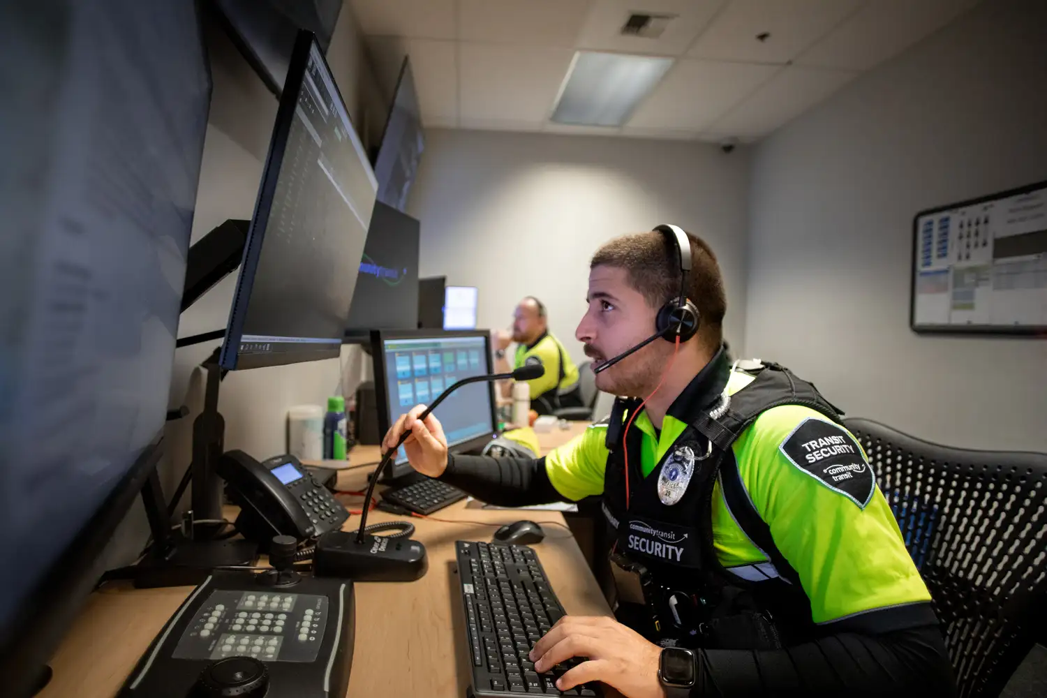 a CT security officer monitoring the Security Operations Center