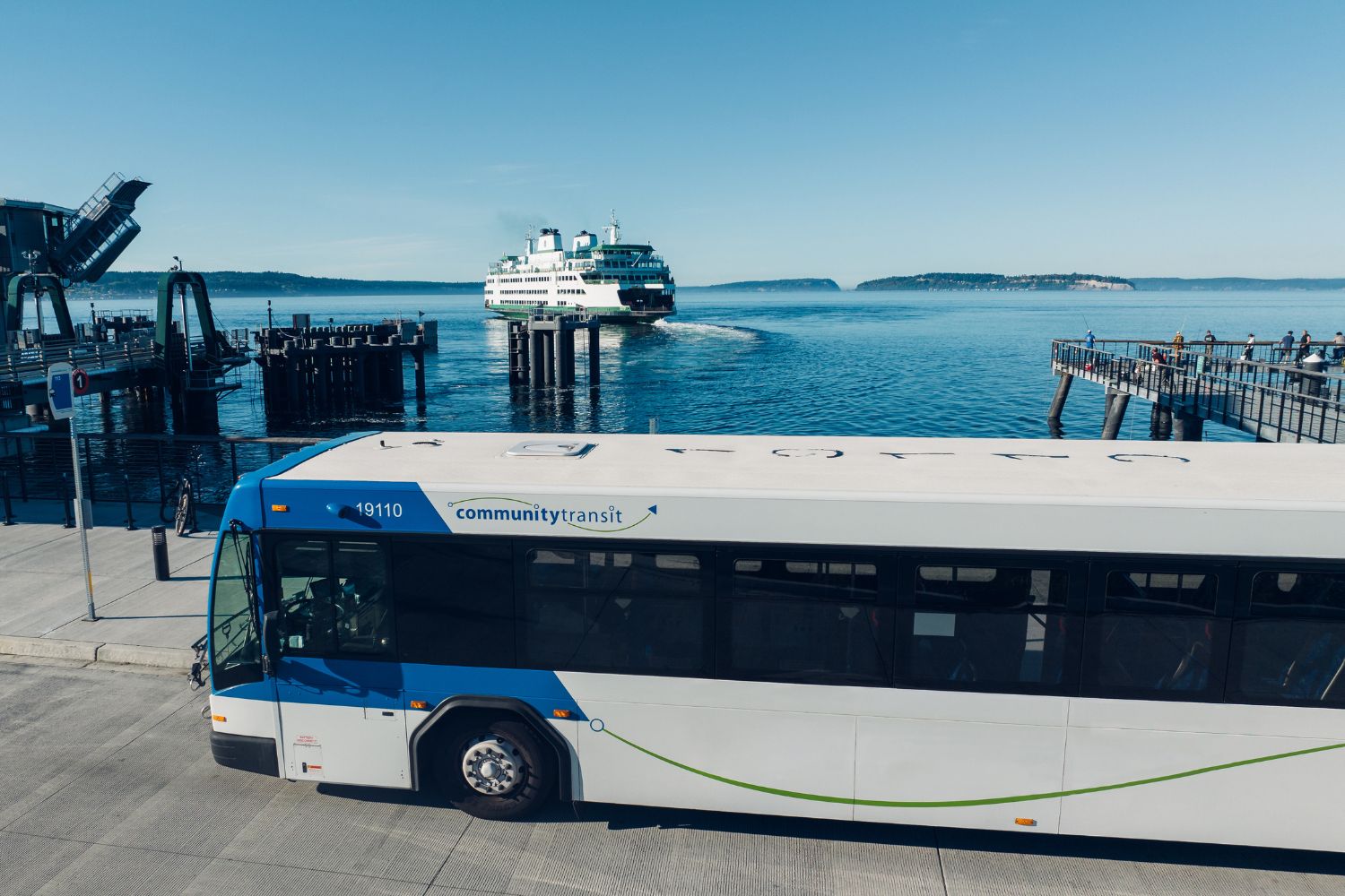 A Community Transit bus at the Mukilteo Ferry Terminal