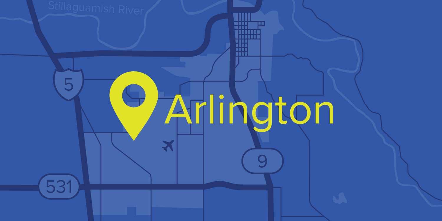 An image of a map of Arlington, WA