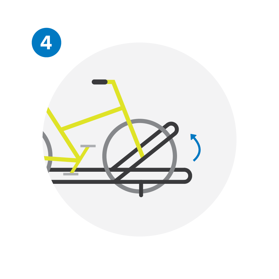 standard bike rack step 4 - raise support arm over bike wheel