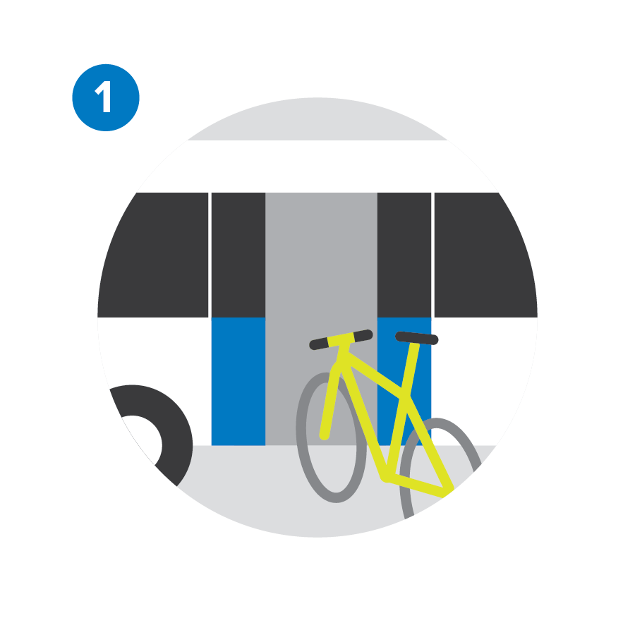 swift bike rack step 1 - enter bus via rear door