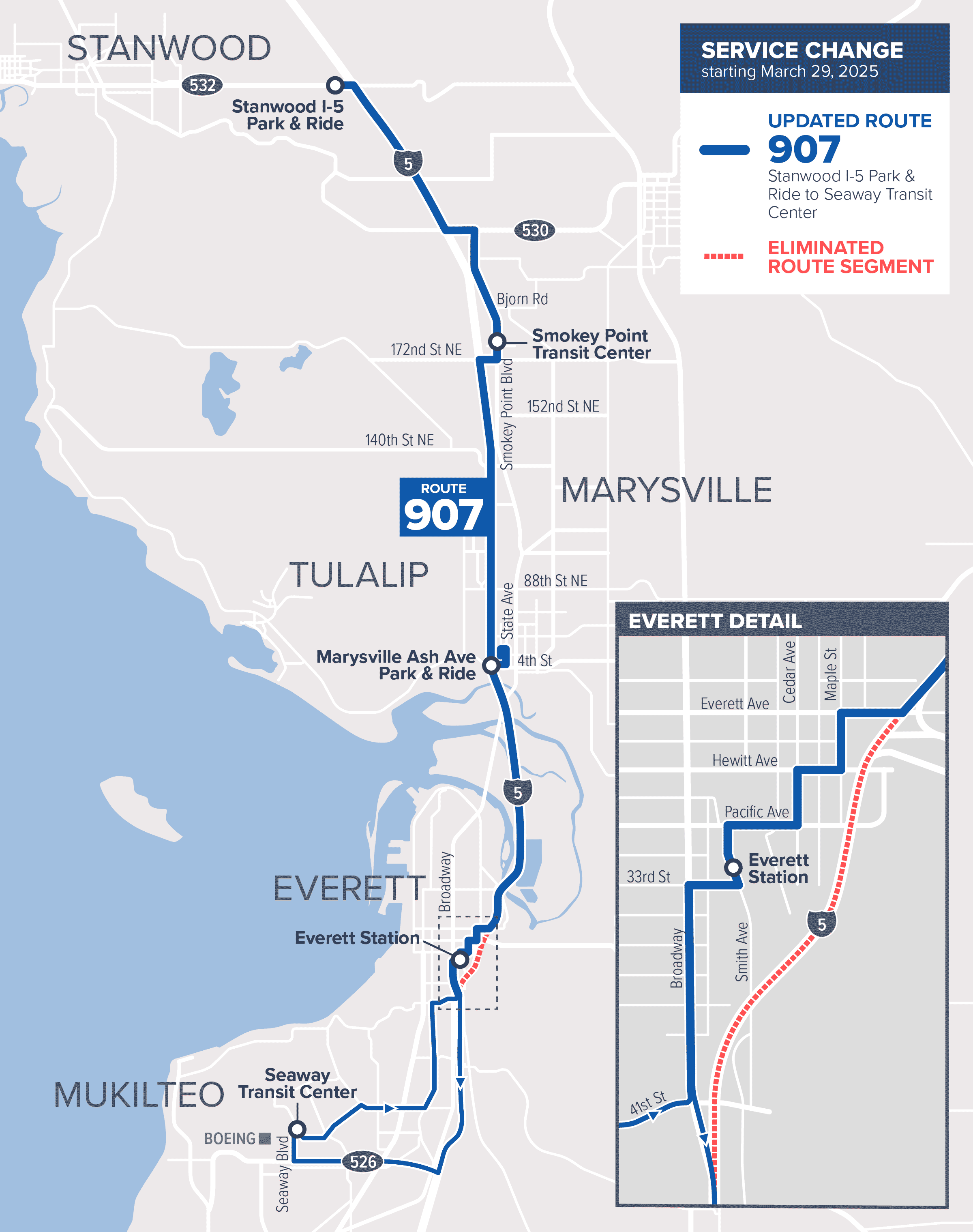 March 29 Route 907 changes map