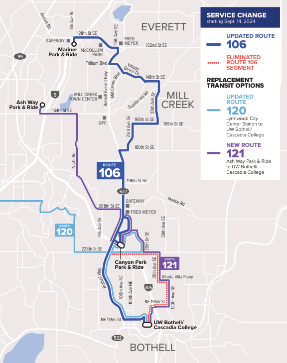 Route 106 service change map
