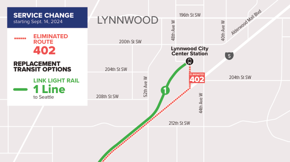Route 402 service change map