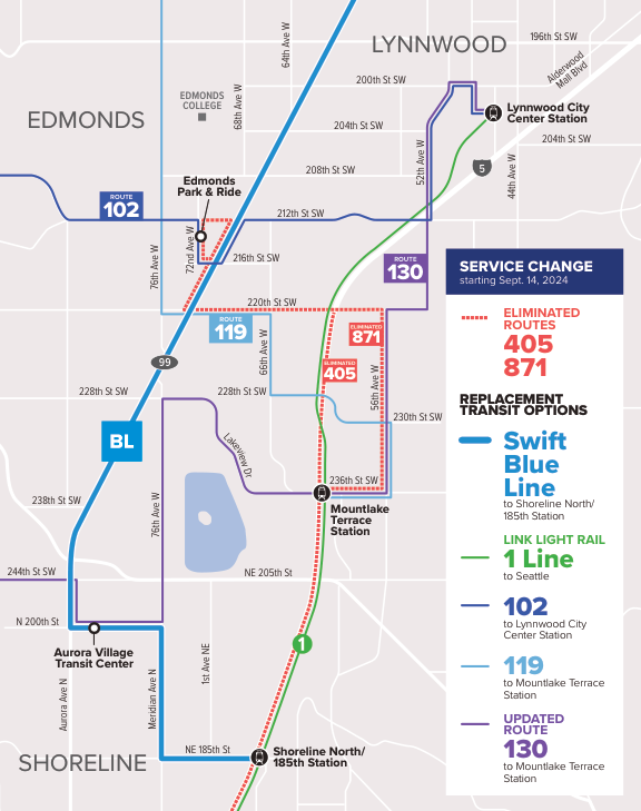 Route 871 service change map