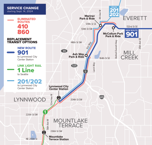 Route 860 service change map
