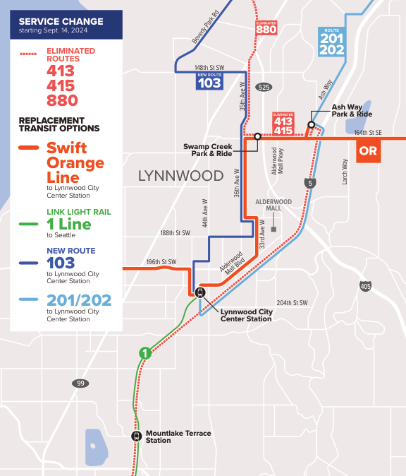 Route 880 service change map