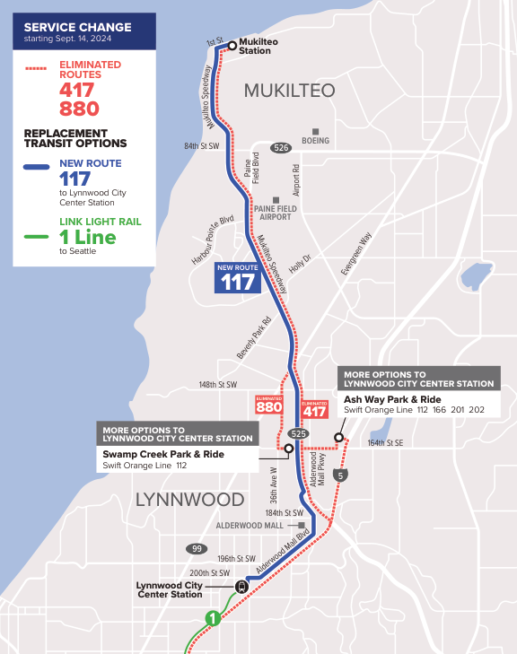 Route 417 service change map