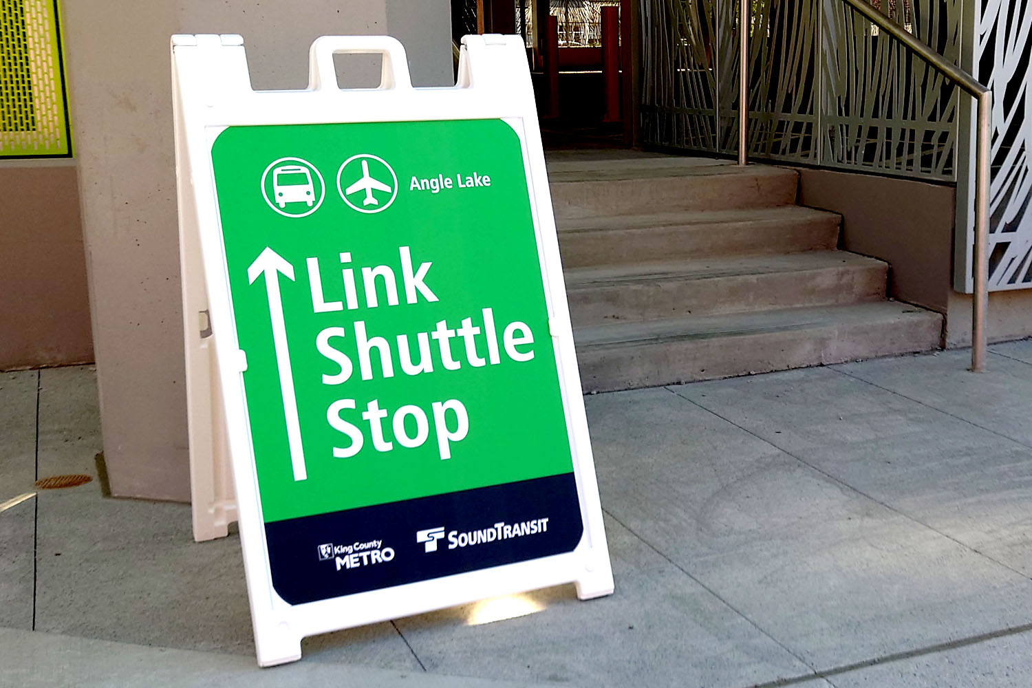 Temporary Link Shuttle signage to direct riders