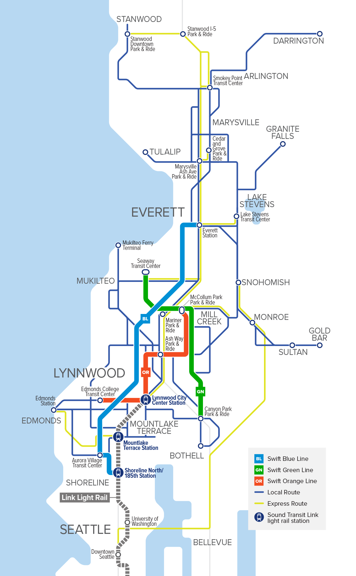 Community Transit simplified service network map