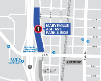 Map of Marysville Ash Ave Park & Ride