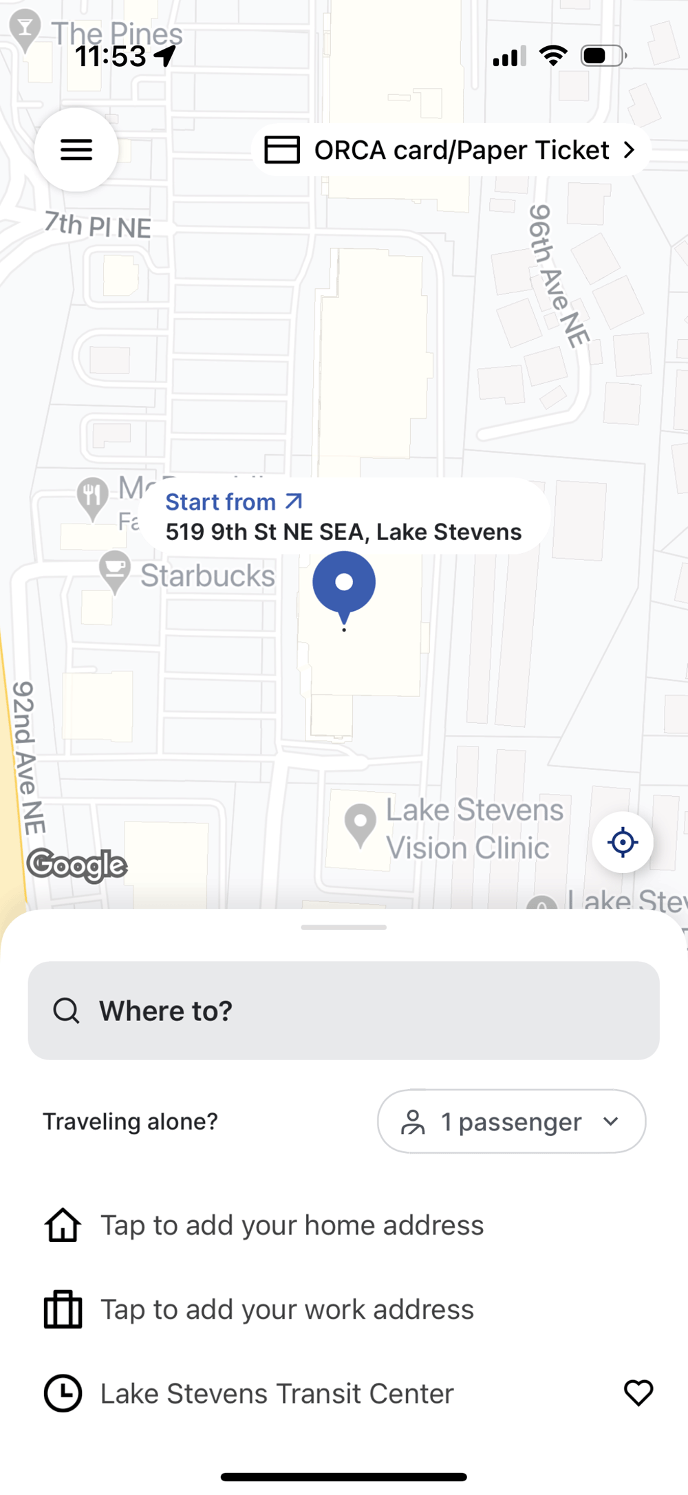 set your pick up location