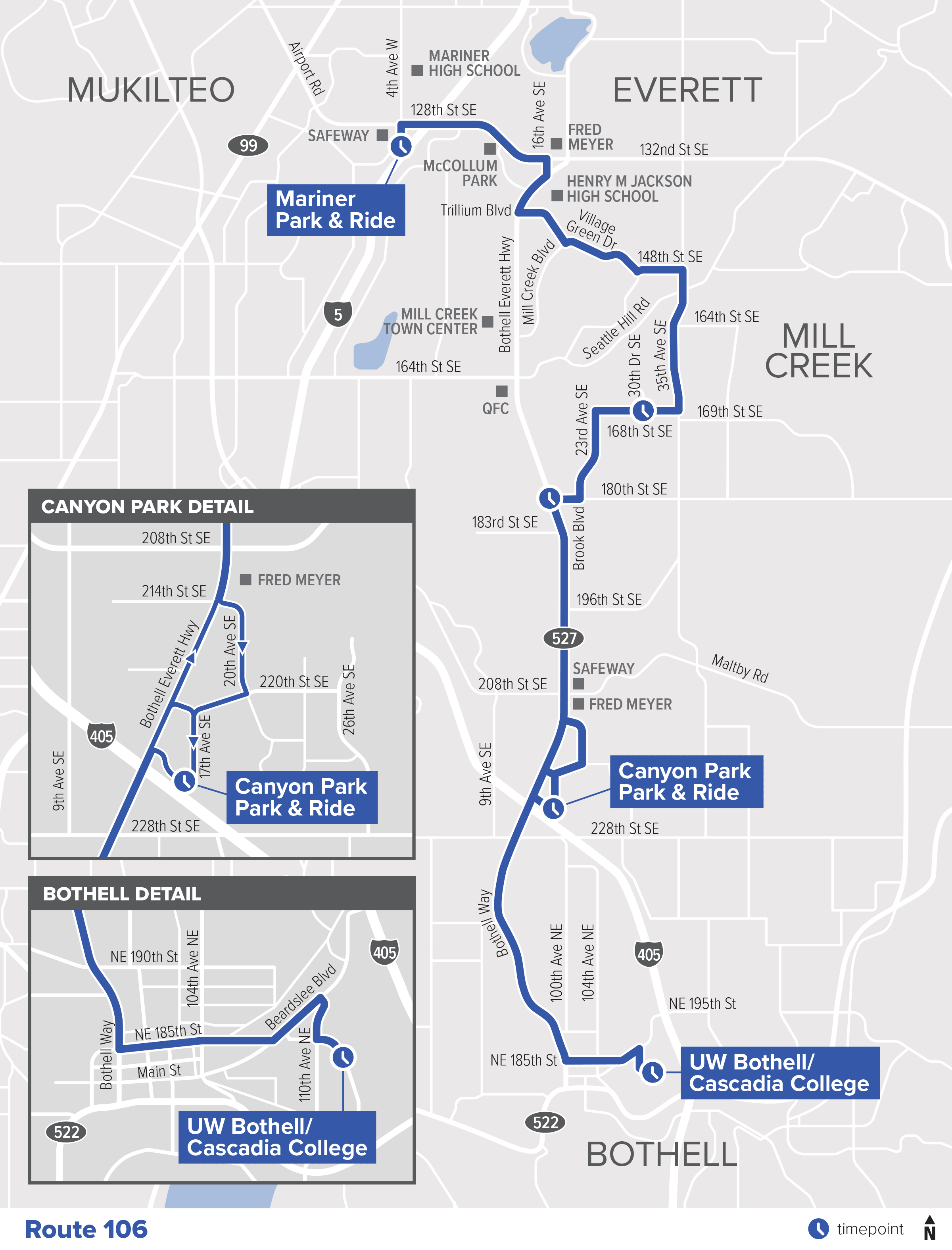 Route 106: Mariner - Bothell (increased frequency)