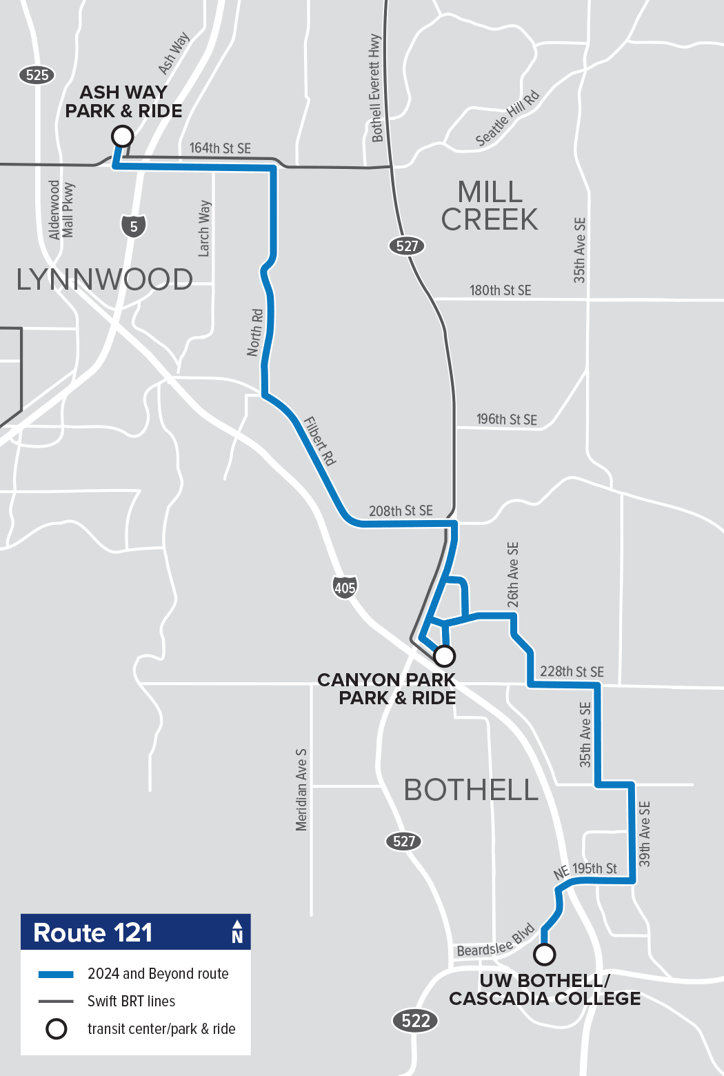 Route 121 service map